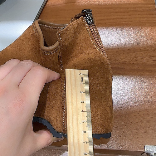 内增高勃肯短靴女2025新款秋冬百搭复古绒面丑萌大头鞋英伦马丁靴 - 图2