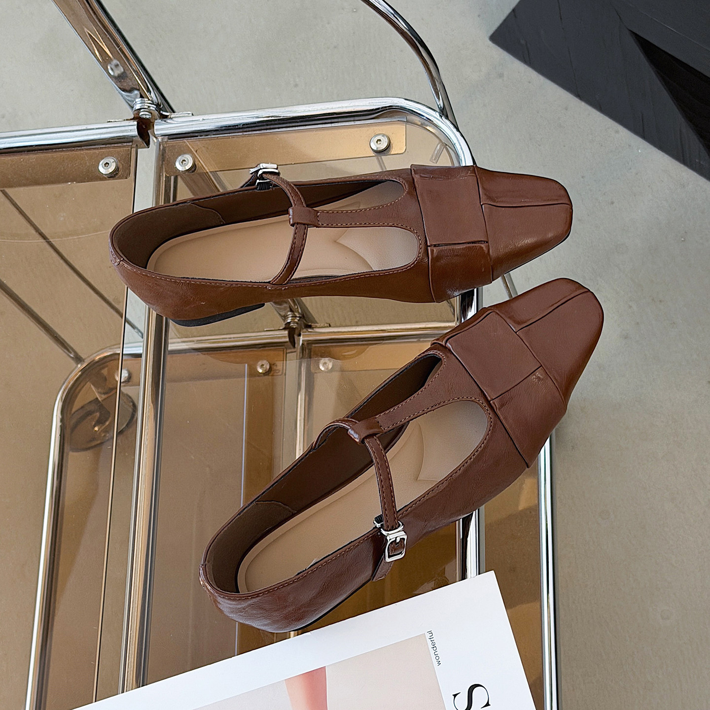 法式玛丽珍鞋女2026新款配裙子T字带扣拼接设计方头浅口平底单鞋,淘宝优惠券,粉丝福利购,淘宝优惠卷