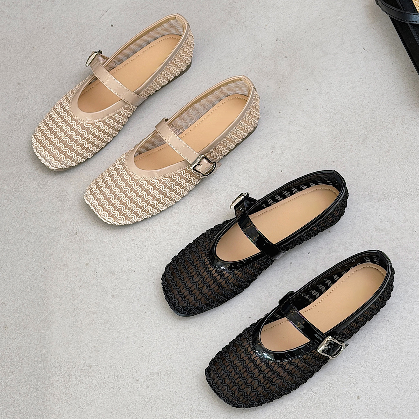 镂空编织玛丽珍鞋女2026新款夏季网面透气凉鞋法式平底鞋浅口单鞋,淘宝优惠券,粉丝福利购,淘宝优惠卷