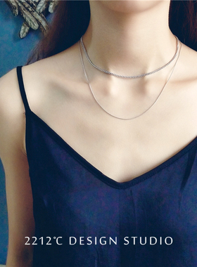 冷淡风双层纯银短项链