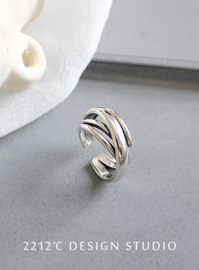 工业风纯银开口戒指
