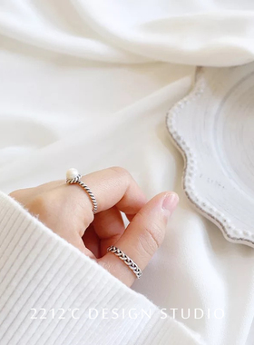 复古做旧天然淡水珍珠开口戒指