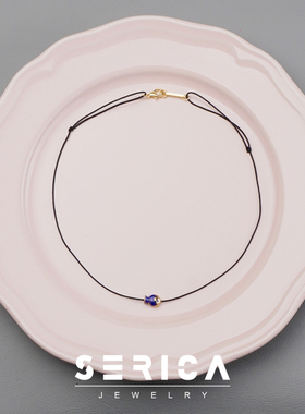 独家原创花朵可调节长短黑绳项链