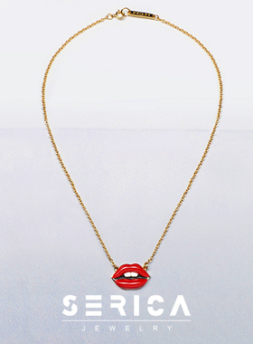 纯银镀18k红唇锁骨链魏妮妮同款