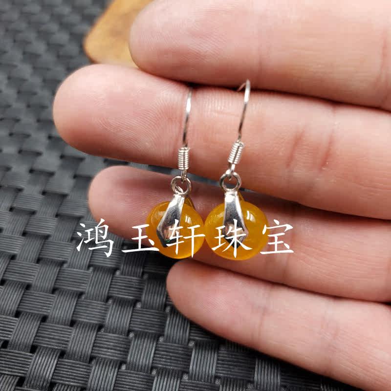 新款天然玉石冰种黄玉髓平安扣耳环玉髓玛瑙算盘珠耳环玉耳环耳坠,淘宝优惠券,粉丝福利购,淘宝优惠卷