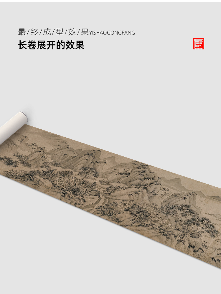 M明钱穀浮玉山居图卷古画国画复制仿古绘画宣纸画心长卷风景山水 - 图2