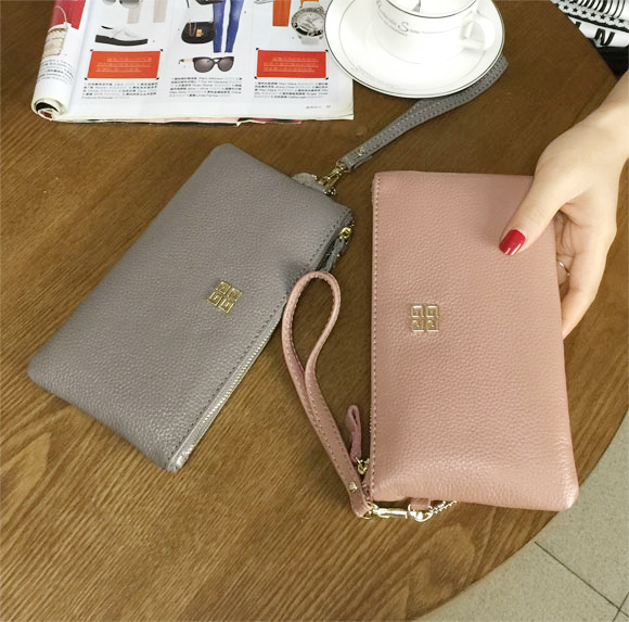 2019夏新款頭層牛皮手拿包女士拉鍊手抓包真皮手機包零錢包小包潮