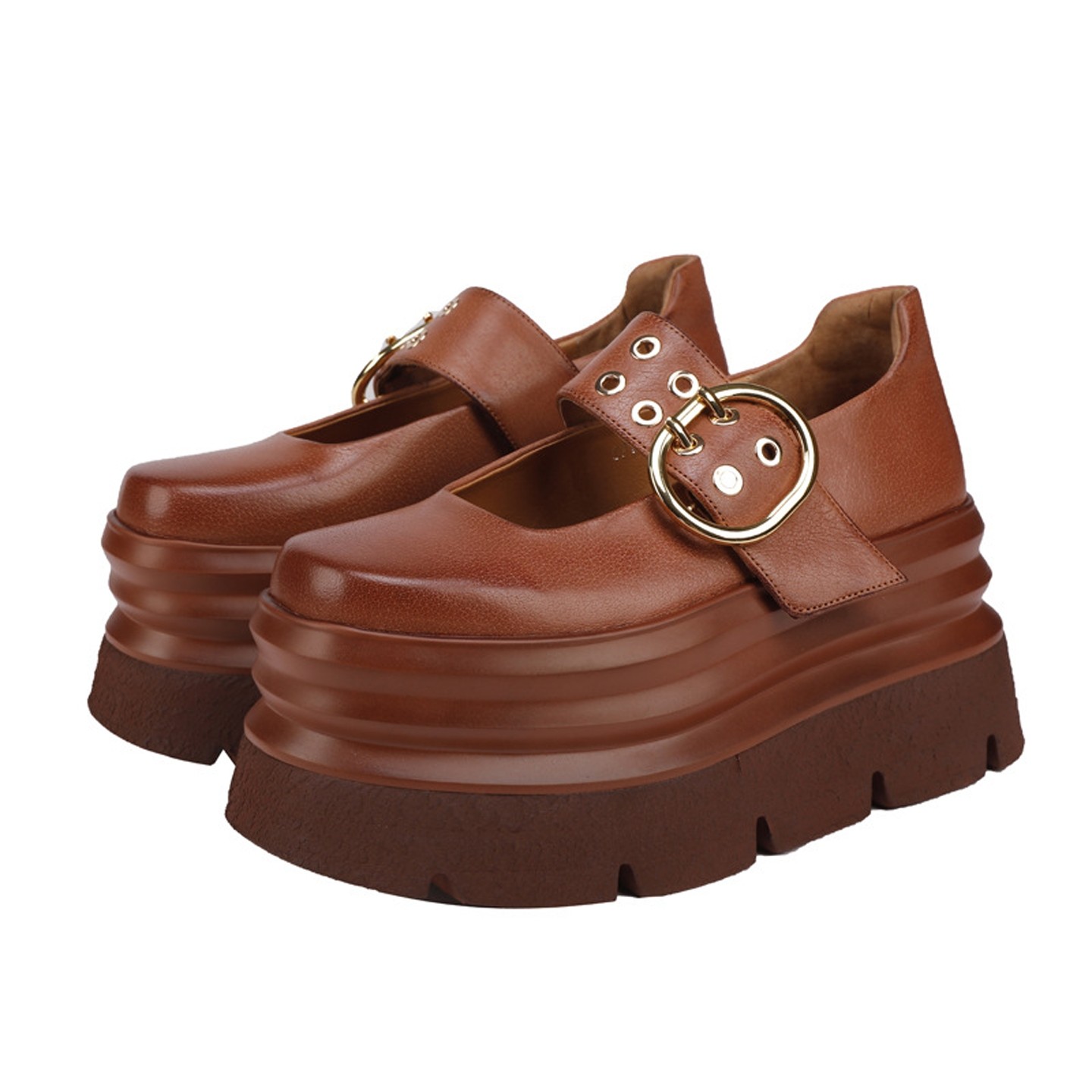 四月倾城复古真皮高端单鞋女2026年春夏新款小个子增高厚底面包鞋,淘宝优惠券,粉丝福利购,淘宝优惠卷