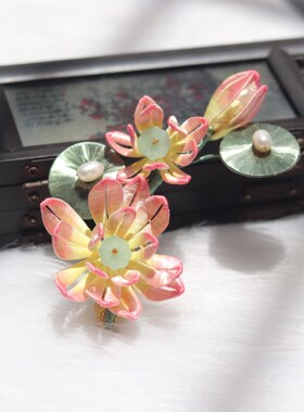 汉服睡莲缠花发夹古风清新