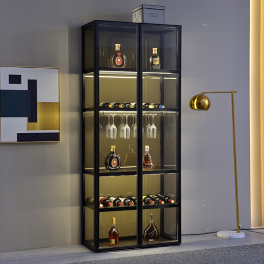 现代简约轻奢钢化玻璃门酒柜茶水柜装饰意式极简北欧餐边柜展示柜
