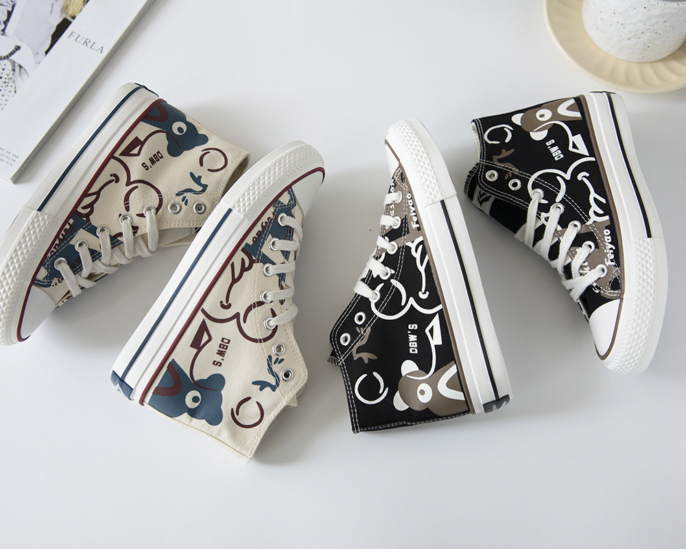 【这双很好看！自留款 也清了】包邮 卡通印花帆布鞋 高帮,淘宝优惠券,粉丝福利购,淘宝优惠卷