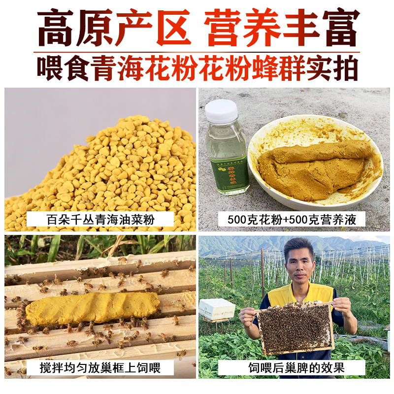 青海油菜花粉蜜蜂饲料喂蜂颗粒蜂粮养蜂专用工具食用百朵千丛包邮 - 图1