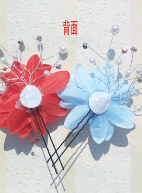 越剧戏曲花旦发簪单朵双联头饰