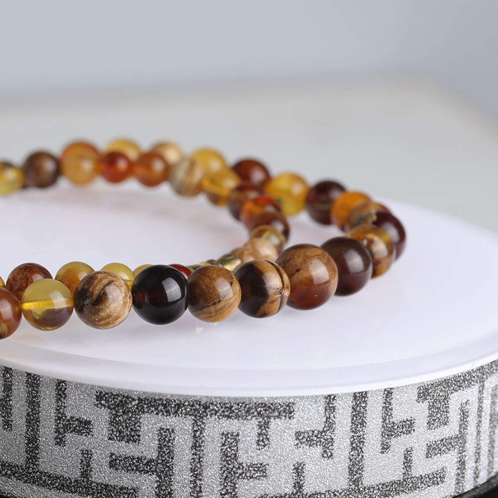 万福缅甸琥珀多宝糖果塔链蓝珀血珀根珀茶珀溶洞多彩时尚个性少女 - 图3