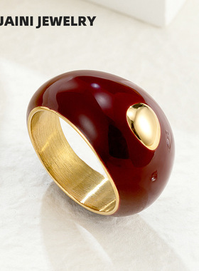 复古珐琅滴油戒指18K金