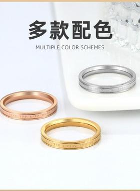 电镀14K金钛钢字母戒指男女同款