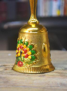 手摇铃铛复古铜铃上餐传菜玲金属老人铃学校上课铃手动打铃早教铃