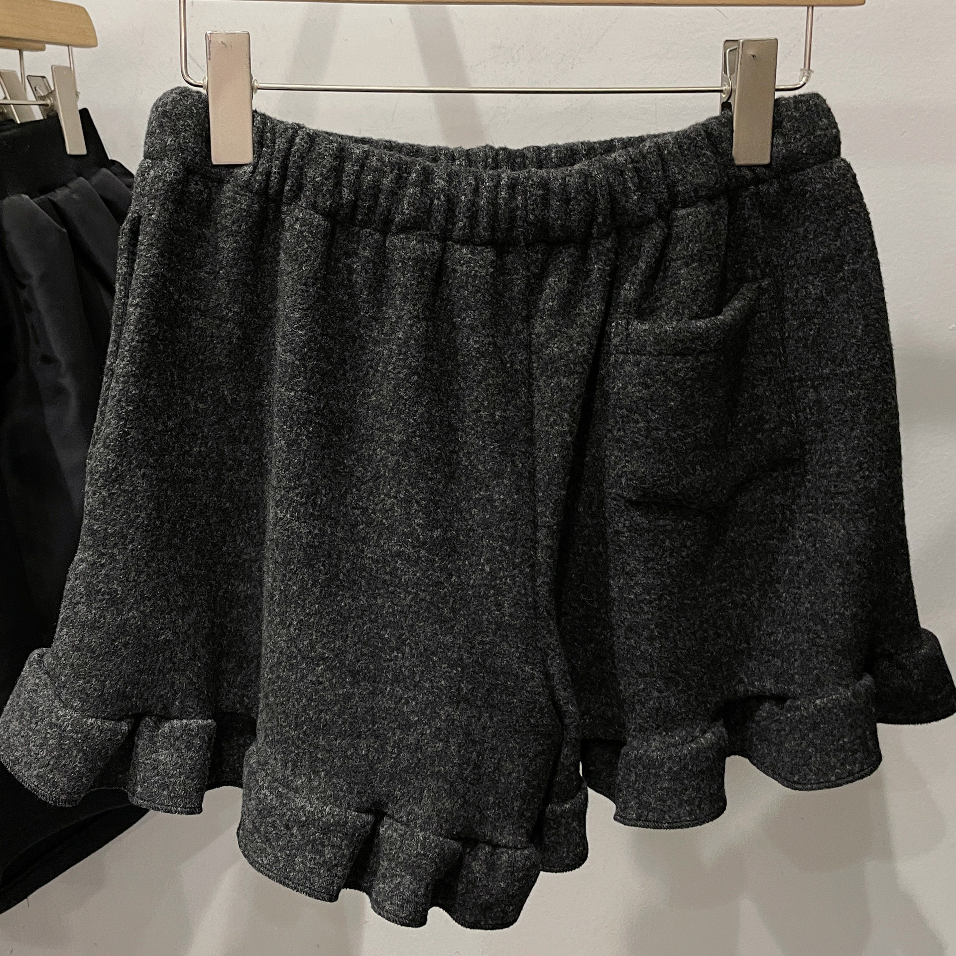 木耳花边加绒加厚毛呢短裤女冬韩系休闲宽松抽绳松紧腰阔腿裤口袋,淘宝优惠券,粉丝福利购,淘宝优惠卷