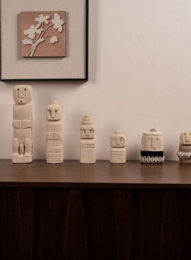 远古风格雕像摆件几何抽象艺术雕塑原始石像人偶摆件客厅玄关装饰