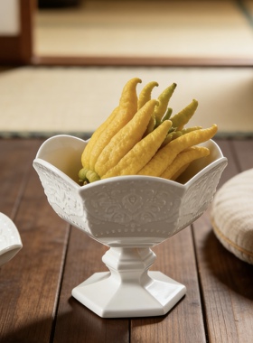 佛手柑托盘中古高端高脚茶盘简约高级感精致轻奢家用玄关餐桌陶瓷
