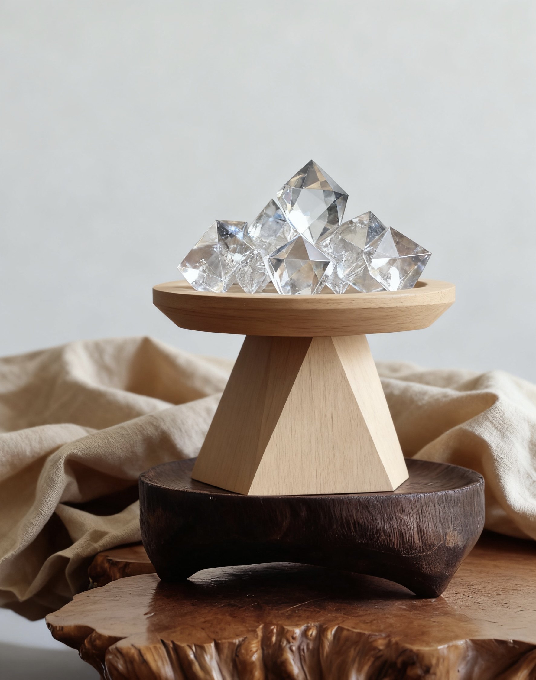 水晶纯实木托盘底座稳定木质桌面玄关房间书桌茶室摆件装饰摆放小,淘宝优惠券,粉丝福利购,淘宝优惠卷