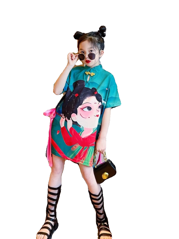 女童国风汉服夏装连衣裙2024新款儿童夏天裙子洋气表演服仙女旗袍
