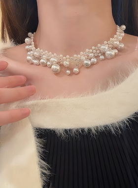 HEY TAO白月光满天星珍珠choker颈链精致小众优雅气质项链配饰女