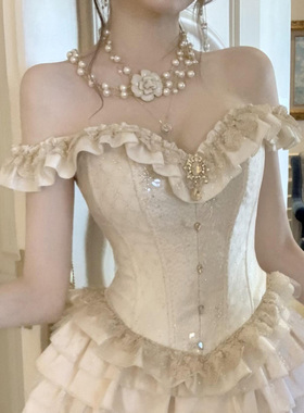 HEY TAO小香赫本风山茶花珍珠项链长款高级感锁骨链礼服颈链配饰