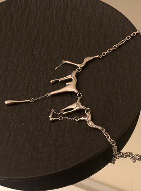 HEY TAO融化水滴流苏项链女ins冷淡小众高级感嘻哈甜酷辣妹锁骨链