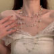 HEY TAO Super Immortal and Beautiful Long Pearl Necklace for Women Exquisite Gypsophila Multi-Layered Clavicle Neck Accessories