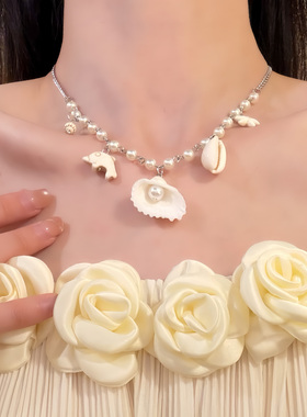 HEY TAO度假风海星贝壳项链女海岛三亚穿搭锁骨链高级感颈链配饰