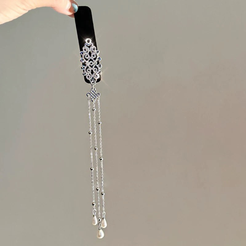 HEY TAO新中式银色长流苏发夹女民族风发饰高级感侧边刘海夹头饰,淘宝优惠券,粉丝福利购,淘宝优惠卷