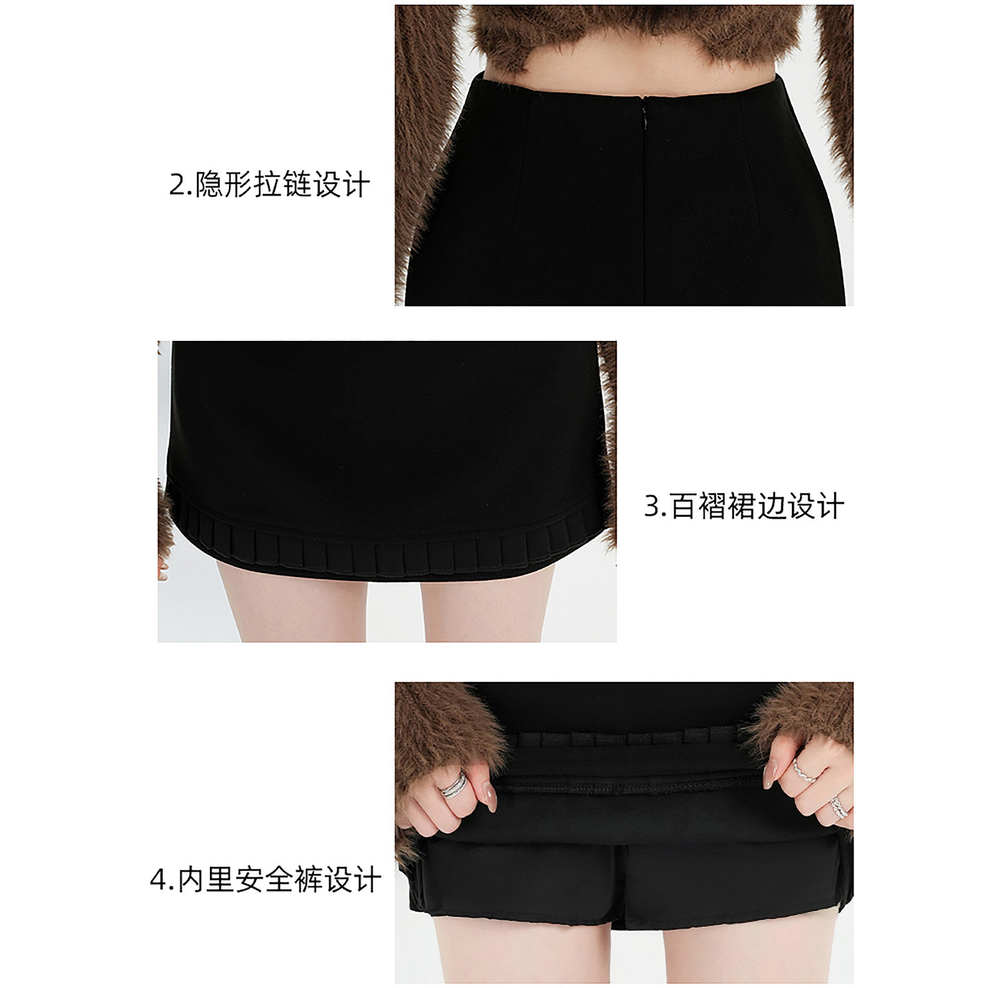 灰色毛呢半身裙女秋冬季小个子高腰A字短裙设计感百褶花边包臀裙,淘宝优惠券,粉丝福利购,淘宝优惠卷