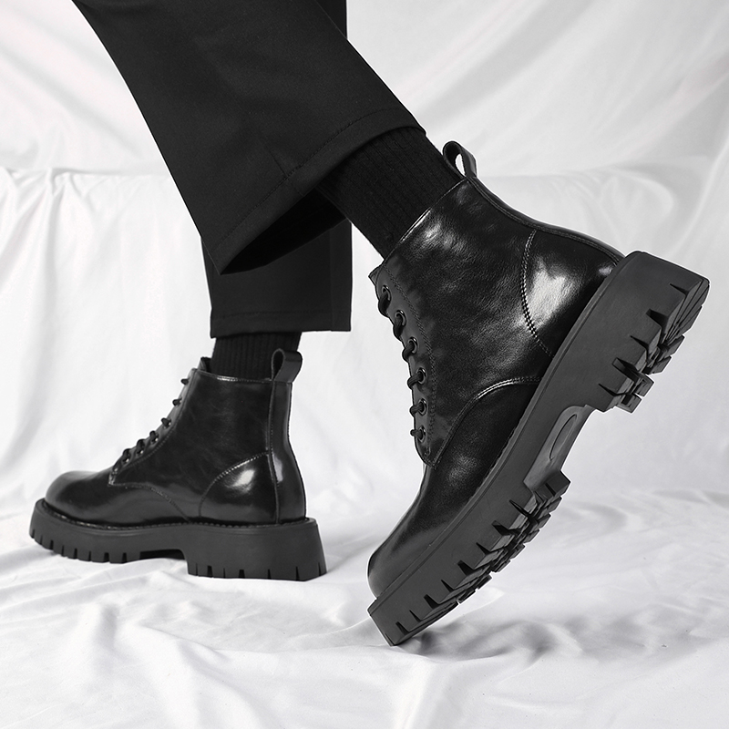 马丁靴男士真皮潮流棉鞋冬季加绒保暖工装靴子高帮男鞋雪地靴男款 - 图2