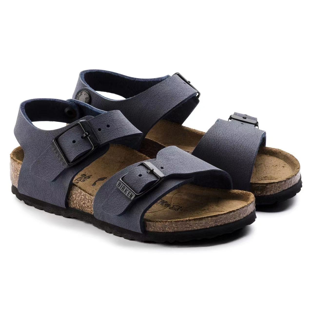 现货Birkenstock凉鞋儿童沙滩拖鞋一脚蹬休闲勃肯鞋双扣轻便软木 - 图3