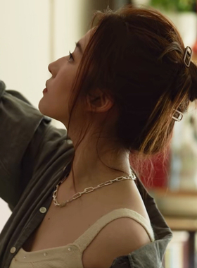 玫瑰的故事黄亦玫刘亦菲同款古巴链环环相扣项链配饰女嘻哈锁骨链