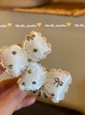【oh oh】温柔发饰彩钻高弹力电话线发圈ins蝴蝶结头绳扎头发饰