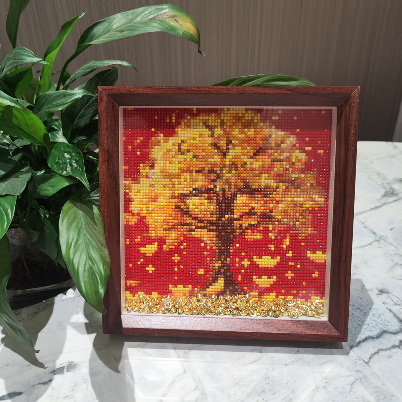 金色发财树喜庆钻石画摆台金钱树招财风景贴钻十字绣客厅2025新款,淘宝优惠券,粉丝福利购,淘宝优惠卷
