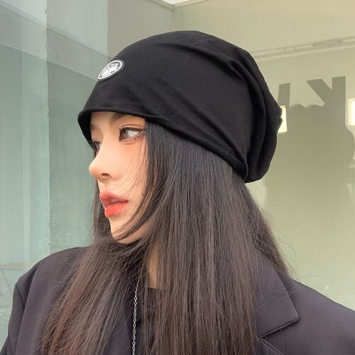 月子帽子女百搭套头帽包头帽日系针织堆堆帽男冷毛线帽秋冬头巾帽 - 图0