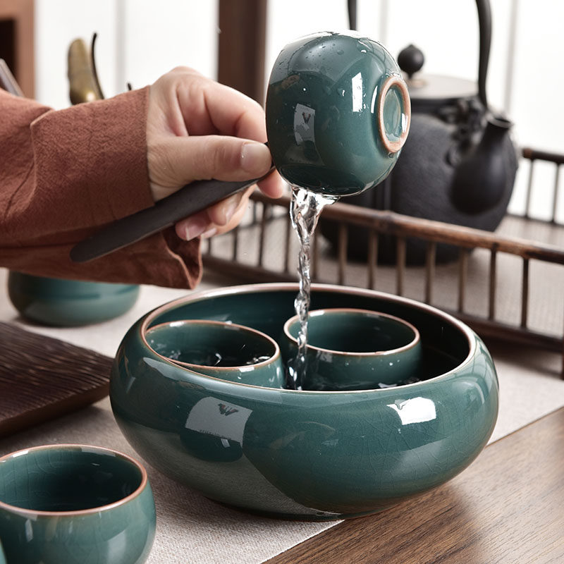 米黄汝窑大号茶洗家用陶瓷水洗笔洗茶道配件茶杯收纳缸废水茶渣缸,淘宝优惠券,粉丝福利购,淘宝优惠卷