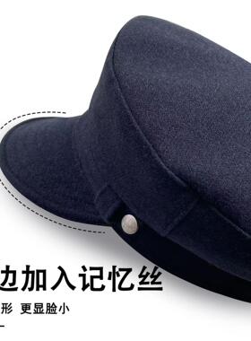 2025新款英伦复古平顶八角帽韩系高级感帽子秋冬时尚百搭报童帽子