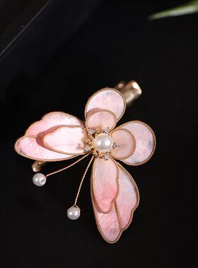 非遗手工绒花蝴蝶发簪新中式