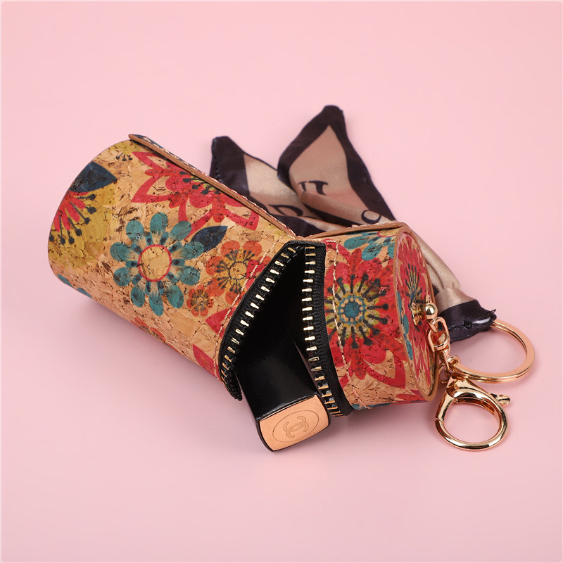 欧美复古纸皮木纹口红包圆桶时尚学生硬币包便携式多功能包包挂件,淘宝优惠券,粉丝福利购,淘宝优惠卷