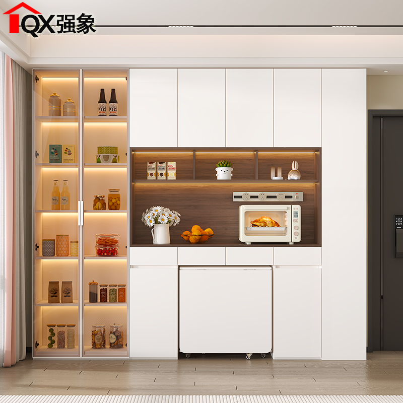 鞋柜餐边柜餐桌一体靠墙客厅多功能收纳高柜餐厅储物柜小户型G318 - 图0