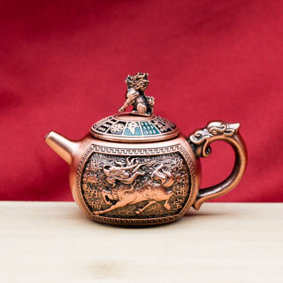 浮雕龙凤小茶壶马上胡转手把玩打麻将招财工艺品手把件解压小玩具