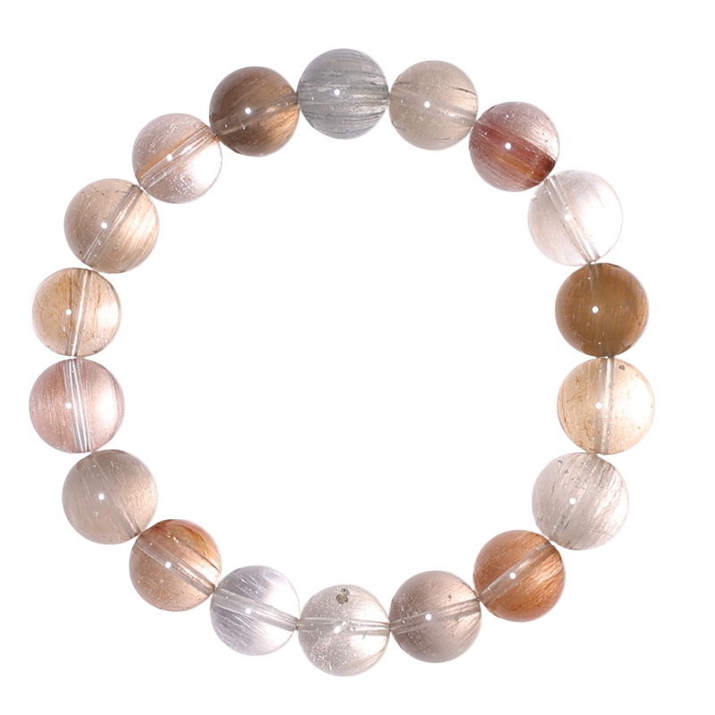 珂拉咪/K160 天然巴西彩兔毛晶手链男女款 兔毛水晶手串 一物一图 - 图3