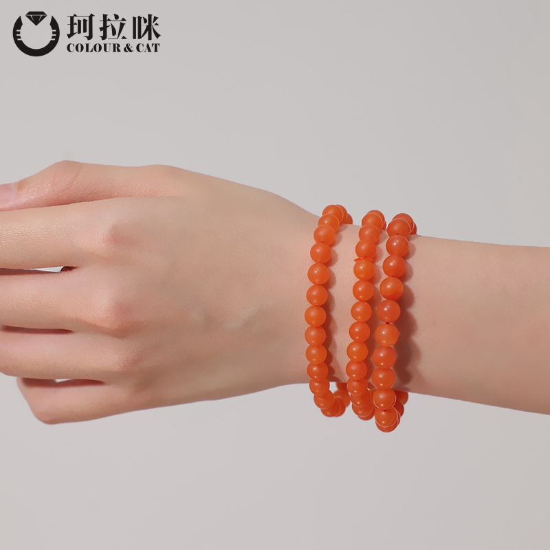 珂拉咪 天然满肉满色保山南红玛瑙手链女款 手串饰品礼物收藏系列 - 图1
