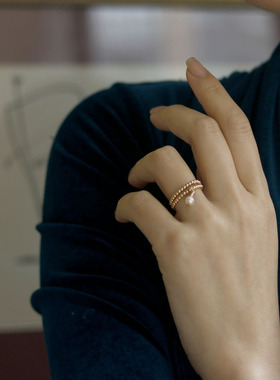 女珍珠温柔原创戒指百搭小众轻奢