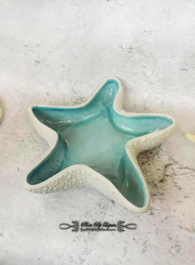 陶瓷地中海风浮雕烟灰缸装饰摆件