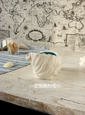 海声外单陶瓷海螺摆设品永生花